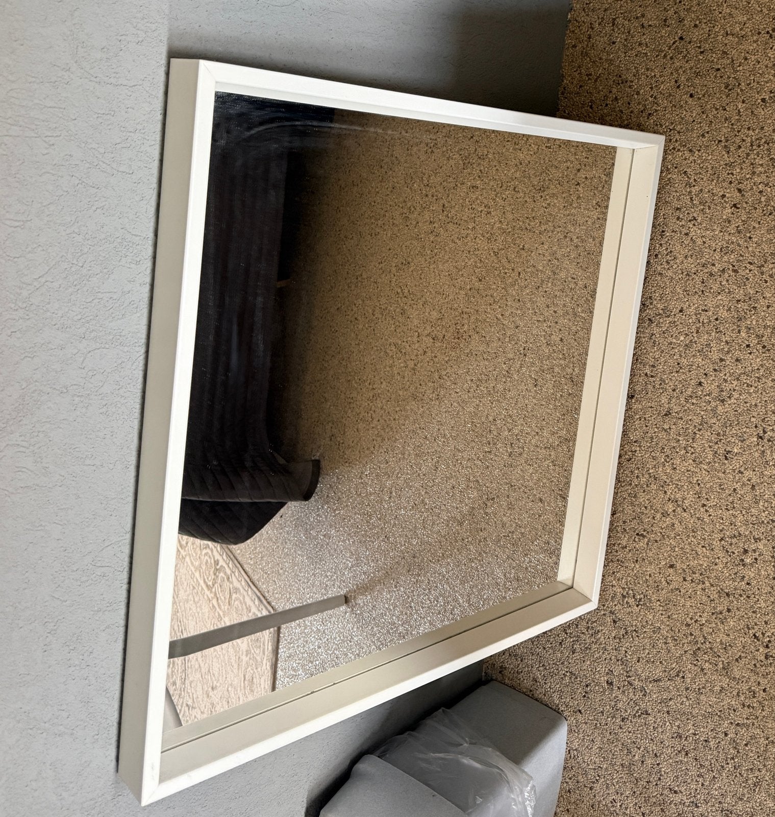 IKEA NISSEDAL Spiegel - Wit, 65x65 cm, Huis en Inrichting, Ophalen, Vierkant, Zo goed als nieuw, Minder dan 100 cm
