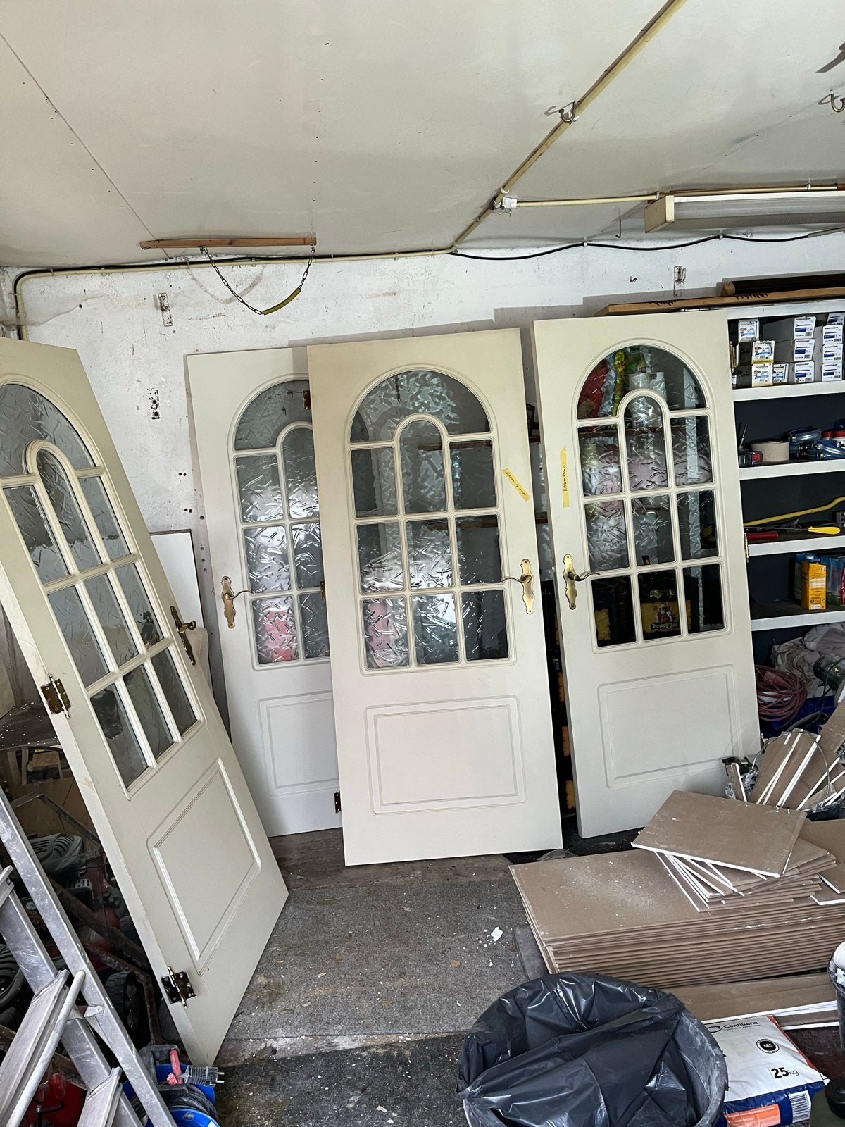Set van 4 Binnendeuren met Glas en Boog, Ophalen, Gebruikt, 80 tot 100 cm, Binnendeur