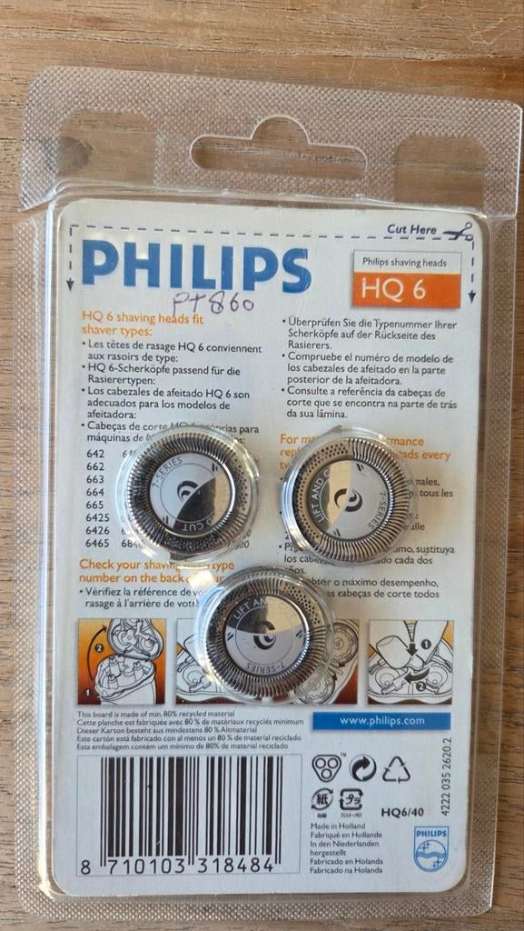 Philips scheerkoppen set HQ 6 (nieuw, verpakking geopend), Ophalen of Verzenden, Nieuw, Scheren en Epileren