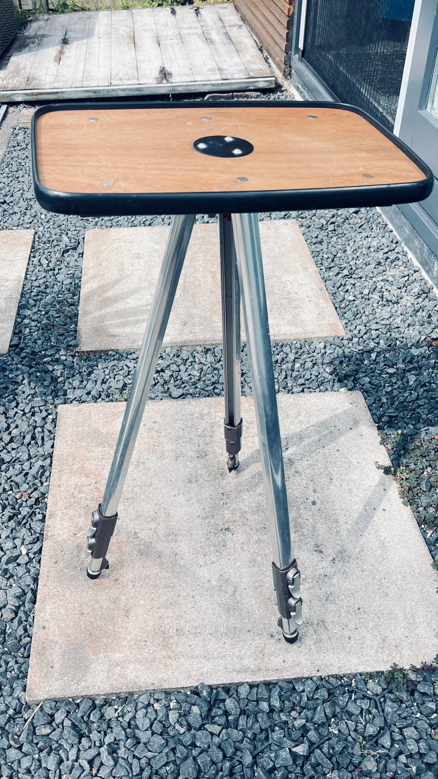 Vintage lang 150 cm statief schiansky aluminium houten blad, Ophalen, Zo goed als nieuw, Driepoot