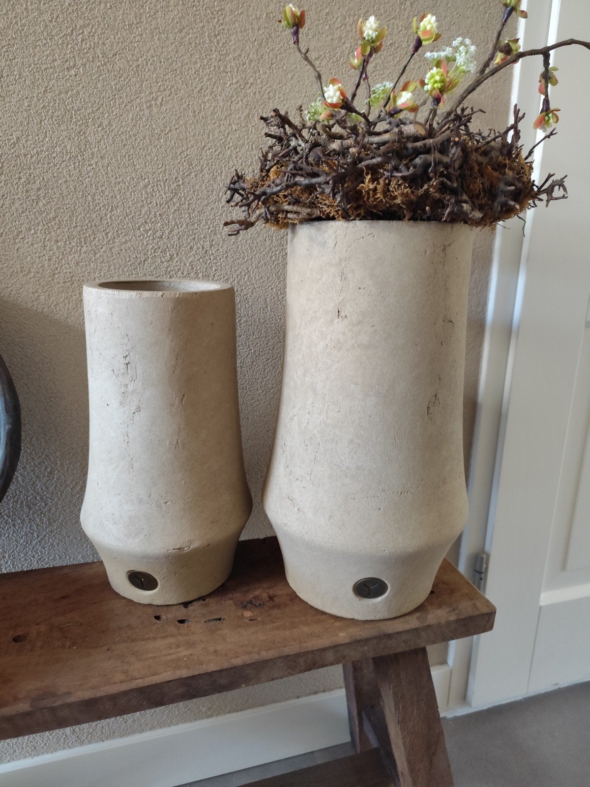Brynxz vazen, Ophalen of Verzenden, Zo goed als nieuw, Beige, Natuurlijk materiaal