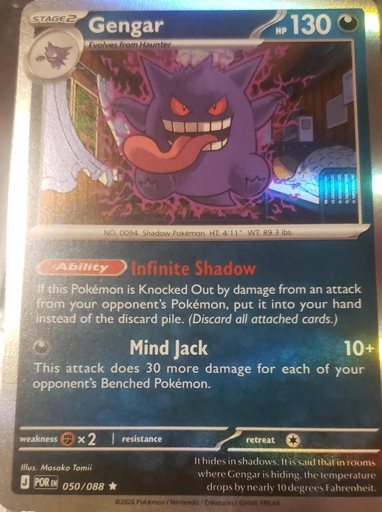 Gengar Pokémon Kaart - Infinite Shadow - Holo - 050/088, Ophalen of Verzenden, Zo goed als nieuw, Losse kaart, Foil
