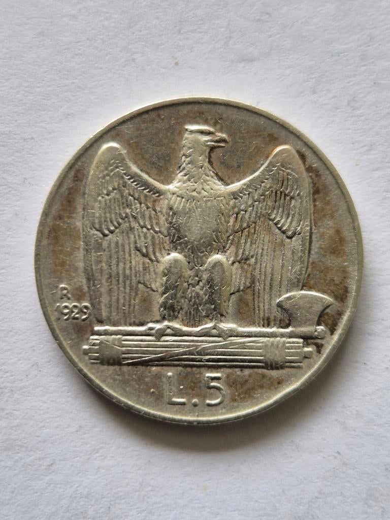 5 lire Italië 1929r zilver, Verzenden, Italië, Zilver