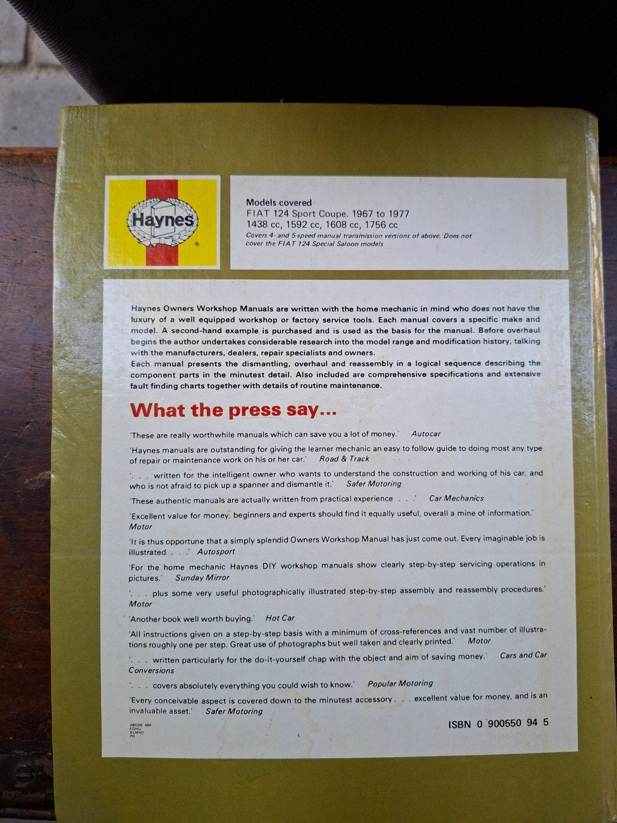 Haynes Werkplaatshandboek Fiat 124 Sport (1967-1977), Boeken, Ophalen of Verzenden, Zo goed als nieuw, Overige merken, J H Haynes en Adrian Sharp