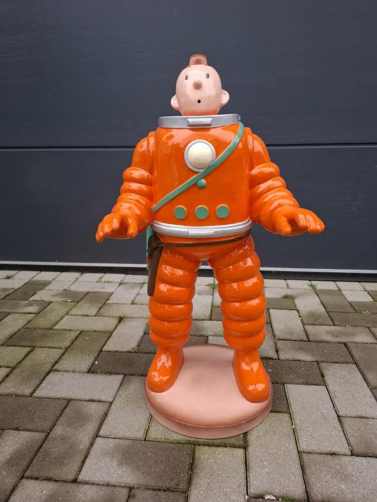 Kuifje in ruimte outfit beeld, H: 0,85m, Ophalen, Kuifje, Zo goed als nieuw, Beeldje of Figuurtje