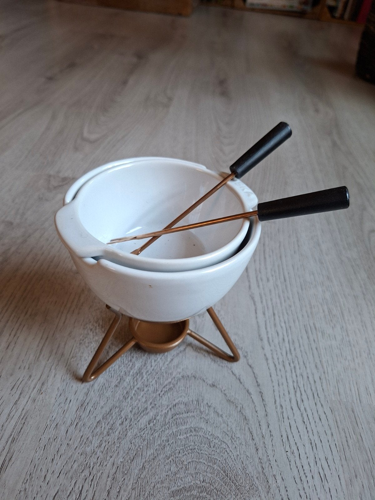 Schattige fondueset - 13cm hoog, Ophalen of Verzenden, Zo goed als nieuw, Waxinelicht, Fondueset