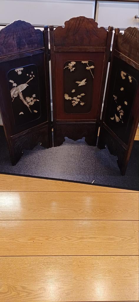 Vintage oosters 3-delig kamerscherm 80 cm hoog 100 cm breed, Ophalen, Gebruikt