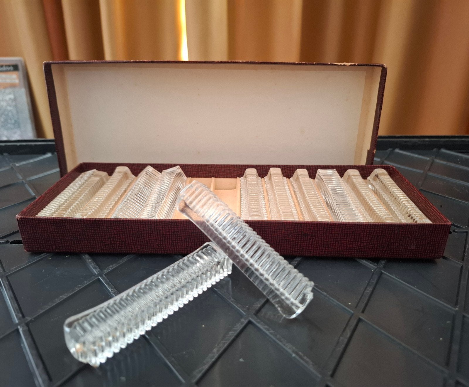 Vintage kristallen messenleggers set in originele doos, Ophalen of Verzenden