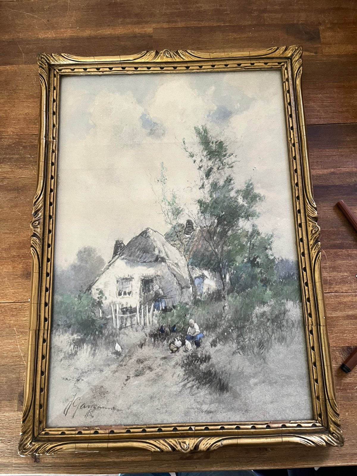 Oleografie van Garjeanne, Ophalen, Paneel, Oud hollands, Overige technieken