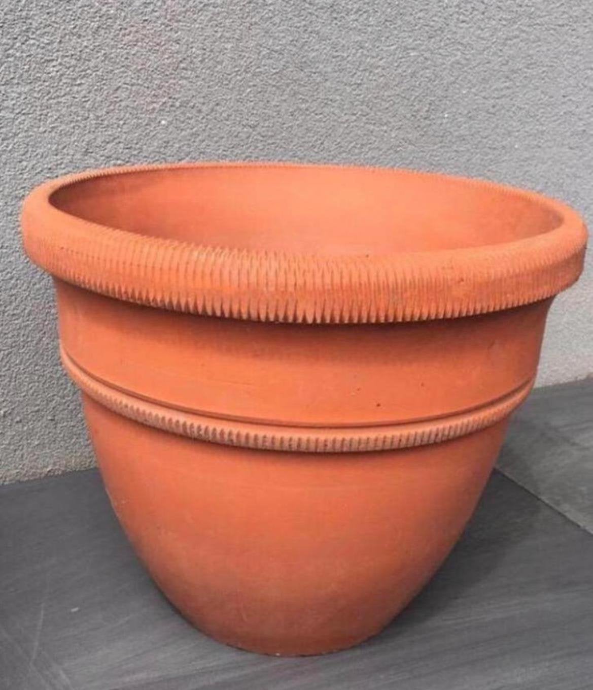 Prachtige oude Italiaanse terracotta bloempot HxD 33x41cm, Ophalen, Gebruikt, 40 cm of meer, Rond