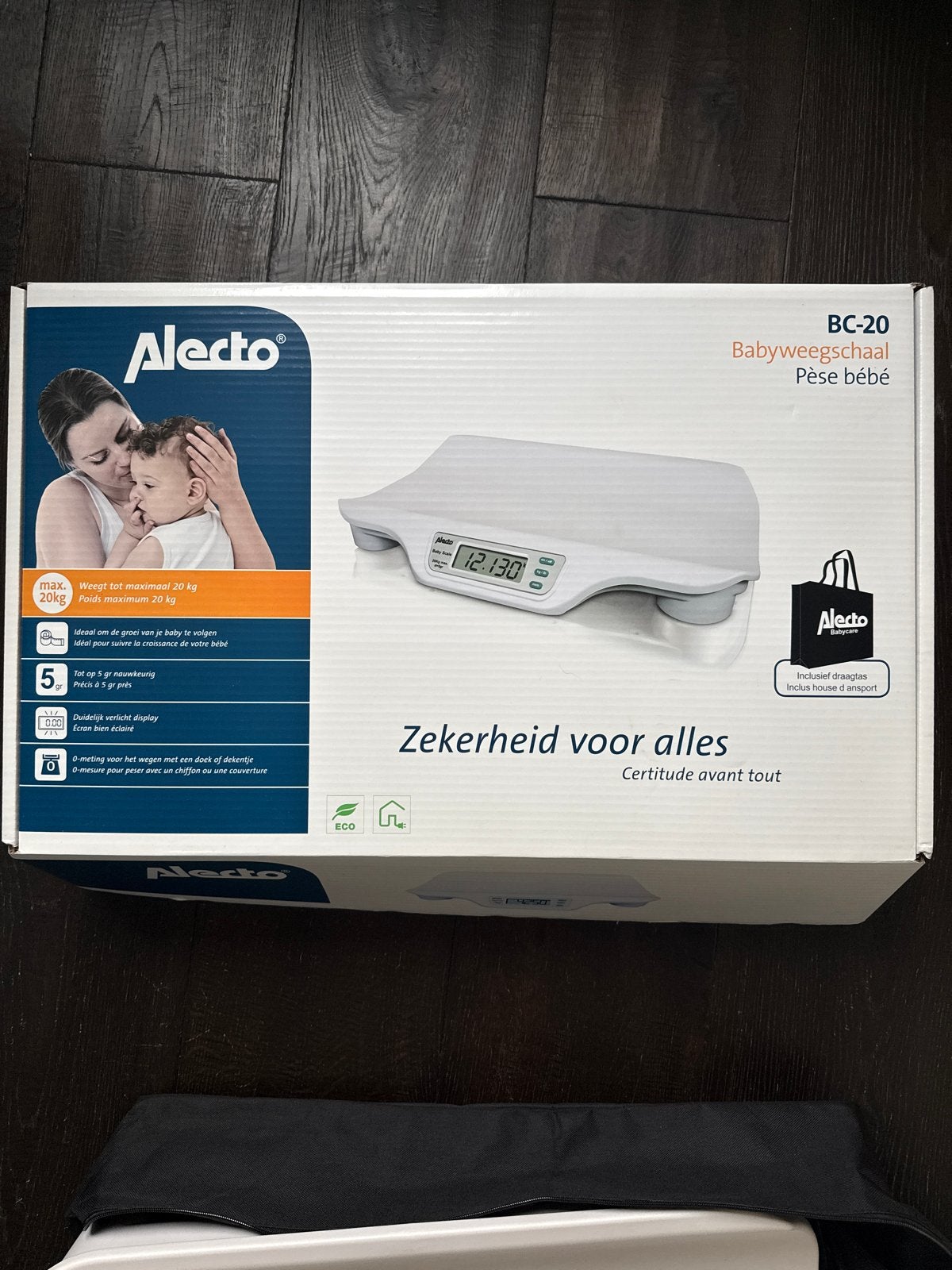 Alecto BC-20 Babyweegschaal - zgan in doos met draagzak, Ophalen, Minder dan 10 kg, Overige typen, Fijner dan 1 gram