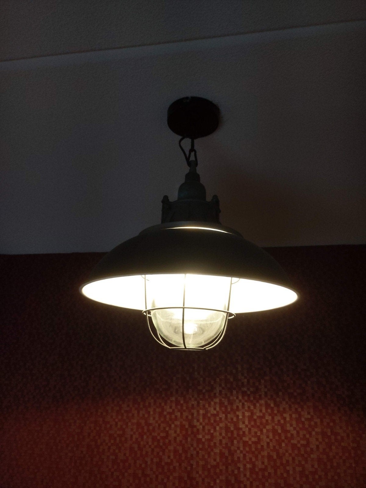 Industriële hanglamp - Zwart/Wit met kooi, Ophalen, Gebruikt, E27 (groot), Glas