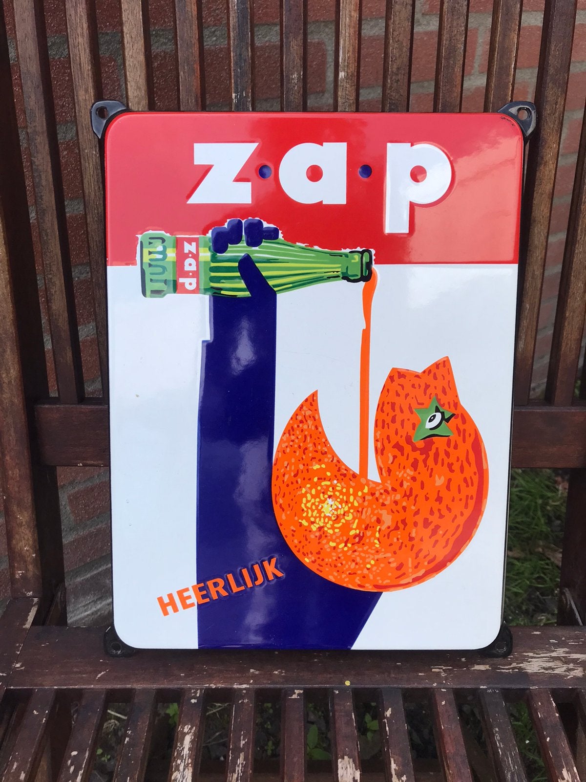 zap emaille reclamebord, Ophalen of Verzenden, Zo goed als nieuw, Reclamebord