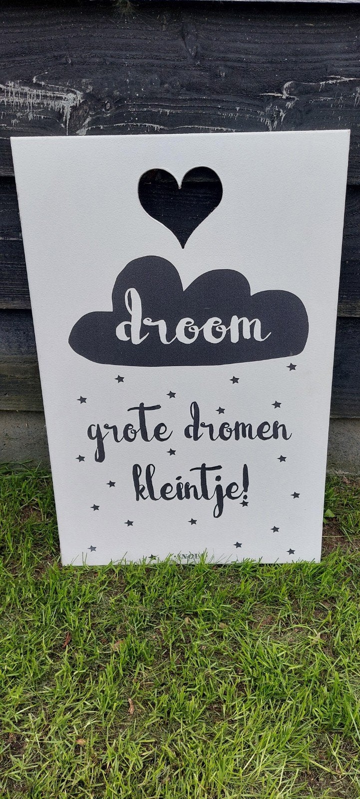 Snoes bord 'Droom grote dromen kleintje!' kinderkamer, Ophalen of Verzenden, Nieuw, Wanddecoratie