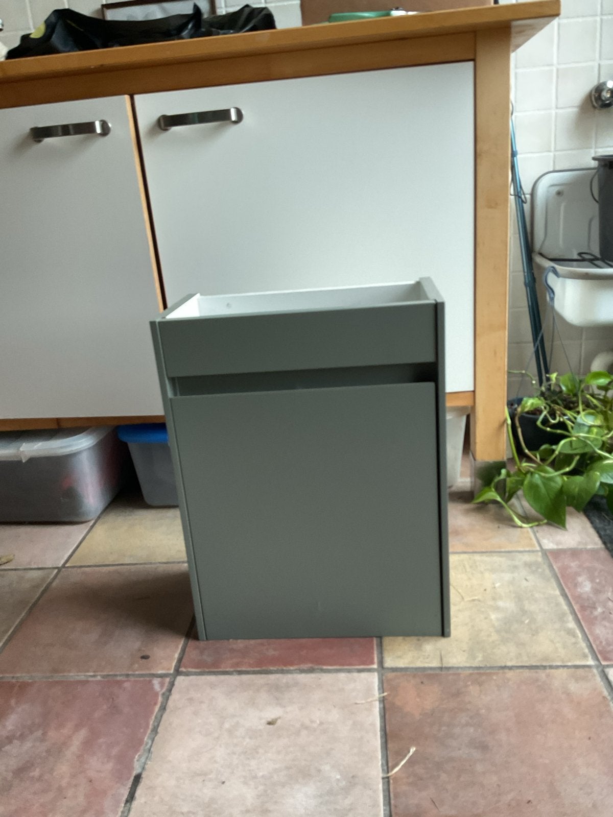Compacte Wastafelonderkast - Grijsgroen, Ophalen, Minder dan 50 cm, Gebruikt, Minder dan 100 cm