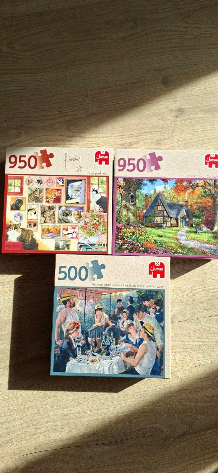 Jumbo Puzzels: Katten, Herfsthuisje & lunch Roeifeest (500-9, Een of twee spelers, Ophalen of Verzenden, Gebruikt, Jumbo