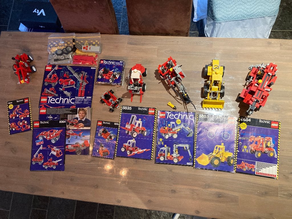 Vintage Lego Technic, 7 sets inclusief boekjes, Gebruikt, Lego, Ophalen of Verzenden, Technic