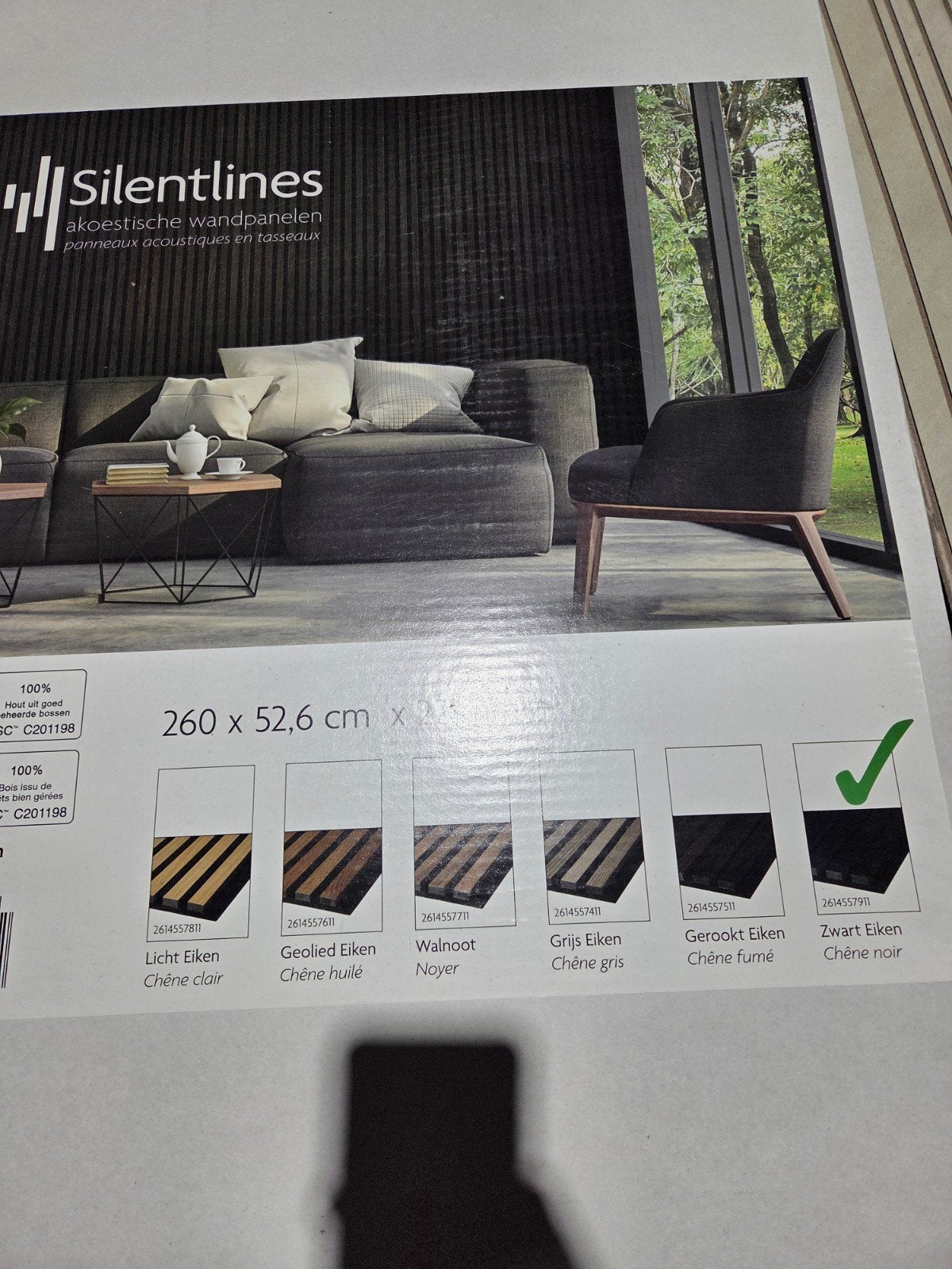 akoestische panelen zwart eiken 260x52,5 cm (5 st, Ophalen