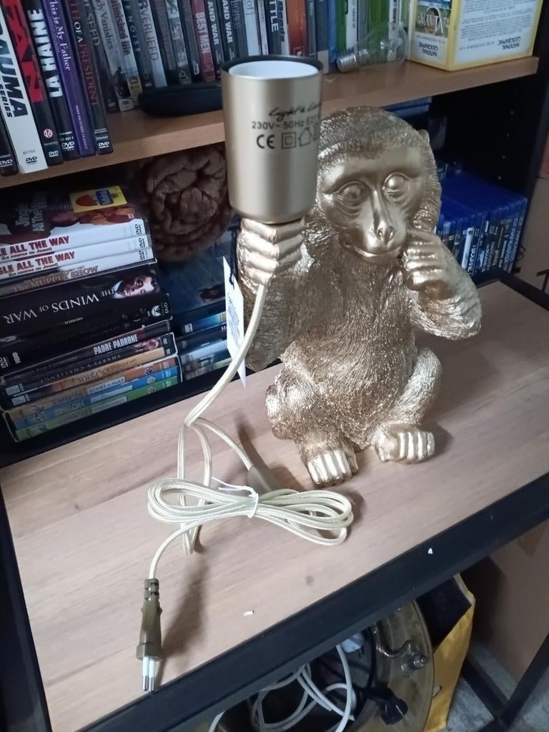 Gouden Aap Lamp - Unieke Decoratieve Tafellamp, Ophalen of Verzenden, Gebruikt
