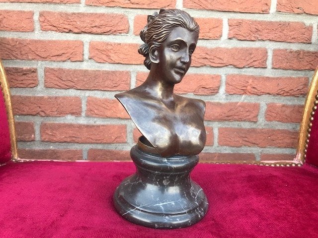bronzen buste van een klassieke dame, Handgemaakt, Buste, Ophalen of Verzenden, Brons
