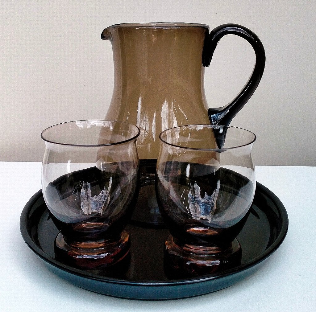 Antieke Water Set - A D Copier Leerdam - Kan Glazen Schotel, Antiek en Kunst, Antiek | Glas en Kristal, Ophalen of Verzenden