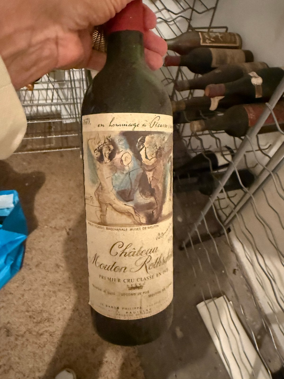 Château Mouton Rothschild Pauillac 1973, Gebruikt, Frankrijk, Ophalen of Verzenden, Rode wijn