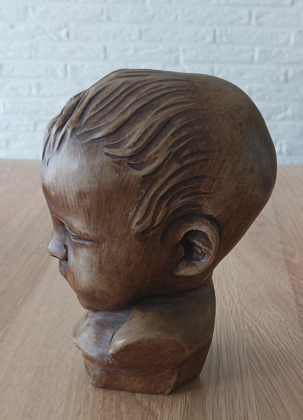 Vintage buste kinderhoofdje, atellier gebroeders van Paridon, Overige onderwerpen, Minder dan 20 cm, Ophalen of Verzenden, Gemerkt
