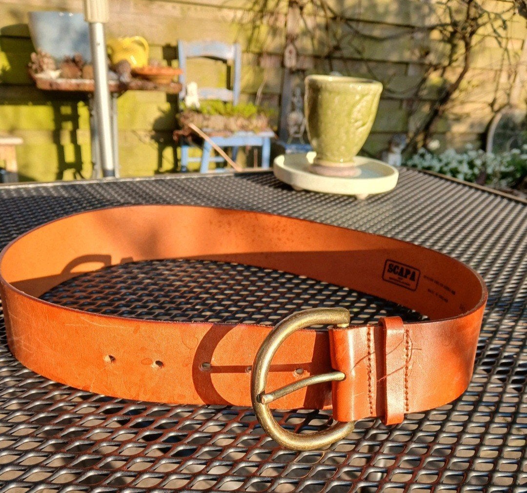 Scapa leren riem, Kleding | Dames, Riemen en Ceinturen, 80 tot 90 cm, Ophalen of Verzenden, Gedragen, Bruin
