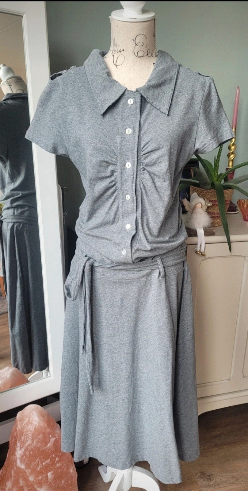 Carola van Benthum jurk grijs 36, Kleding | Dames, Carola van Benthum, Ophalen of Verzenden, Maat 36 (S), Grijs
