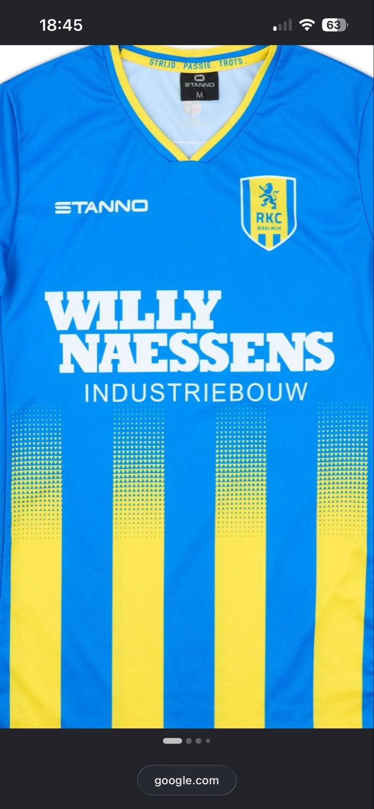 RKC Waalwijk Thuisshirt Stanno Maat 164/S, Sport en Fitness, Maat M, Ophalen of Verzenden, Zo goed als nieuw, Shirt