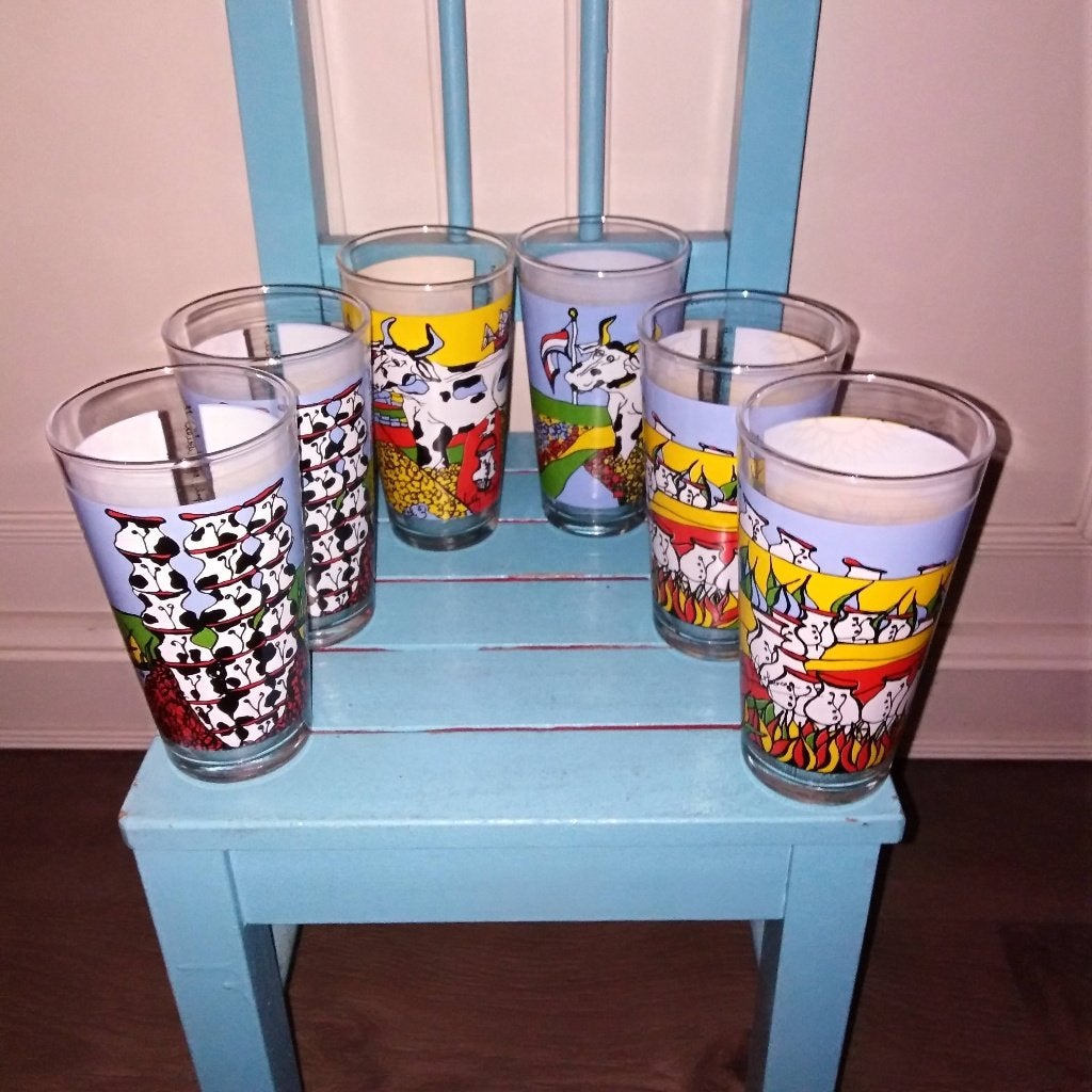 Melkunie glazen met ontwerpen van Patty Harpenau 6 stuks, Ophalen, Glas of Glazen, Overige merken, Overige stijlen