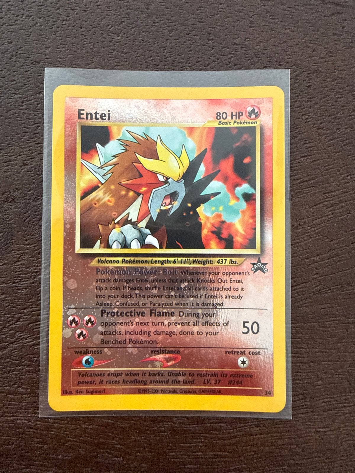 Entei 34 Promo Holo Pokémon Kaart (1995-2001), Ophalen of Verzenden, Gebruikt, Losse kaart, Foil