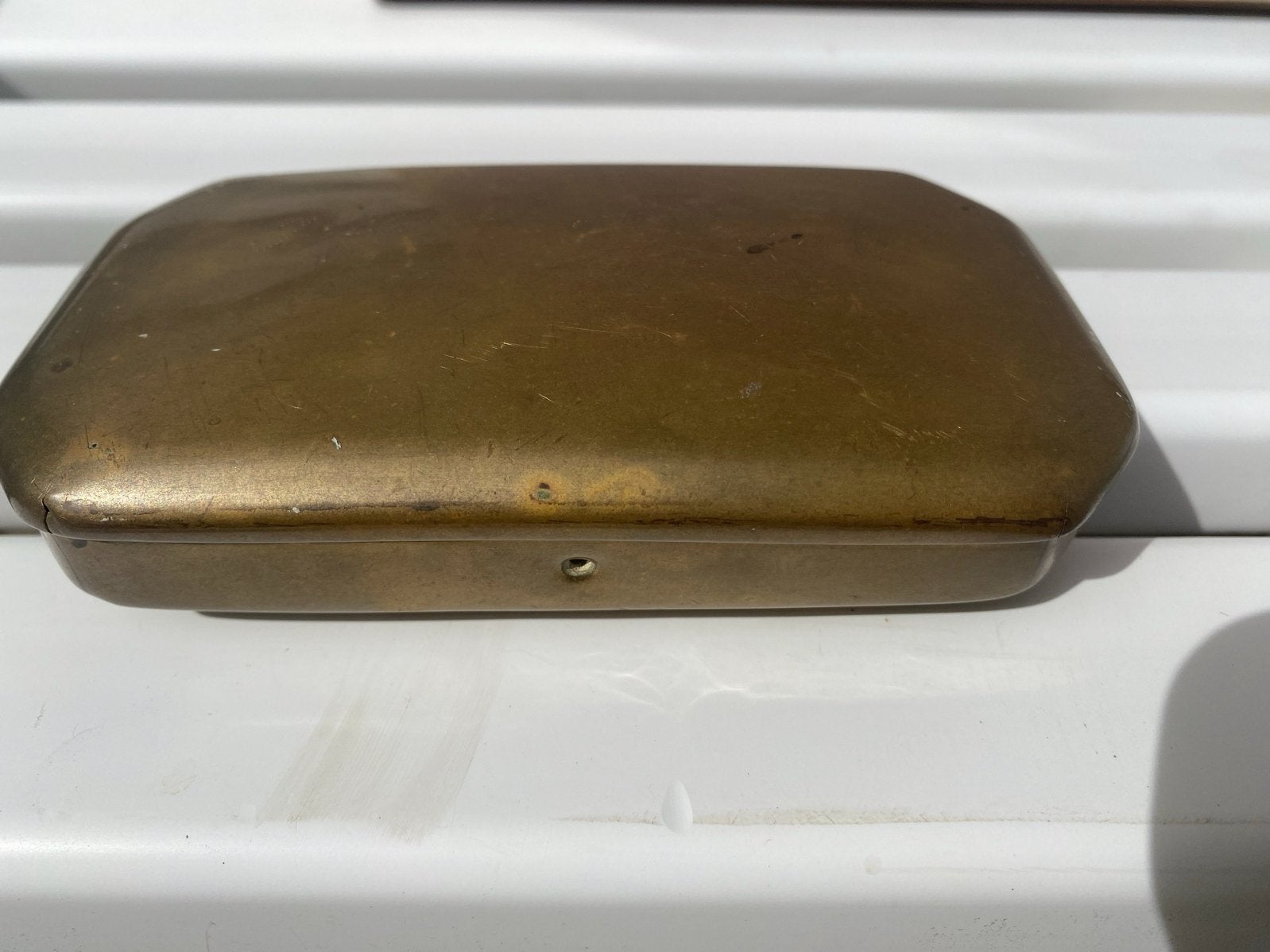 Antieke bronzen naaldenkoker met beenwerk, Ophalen of Verzenden