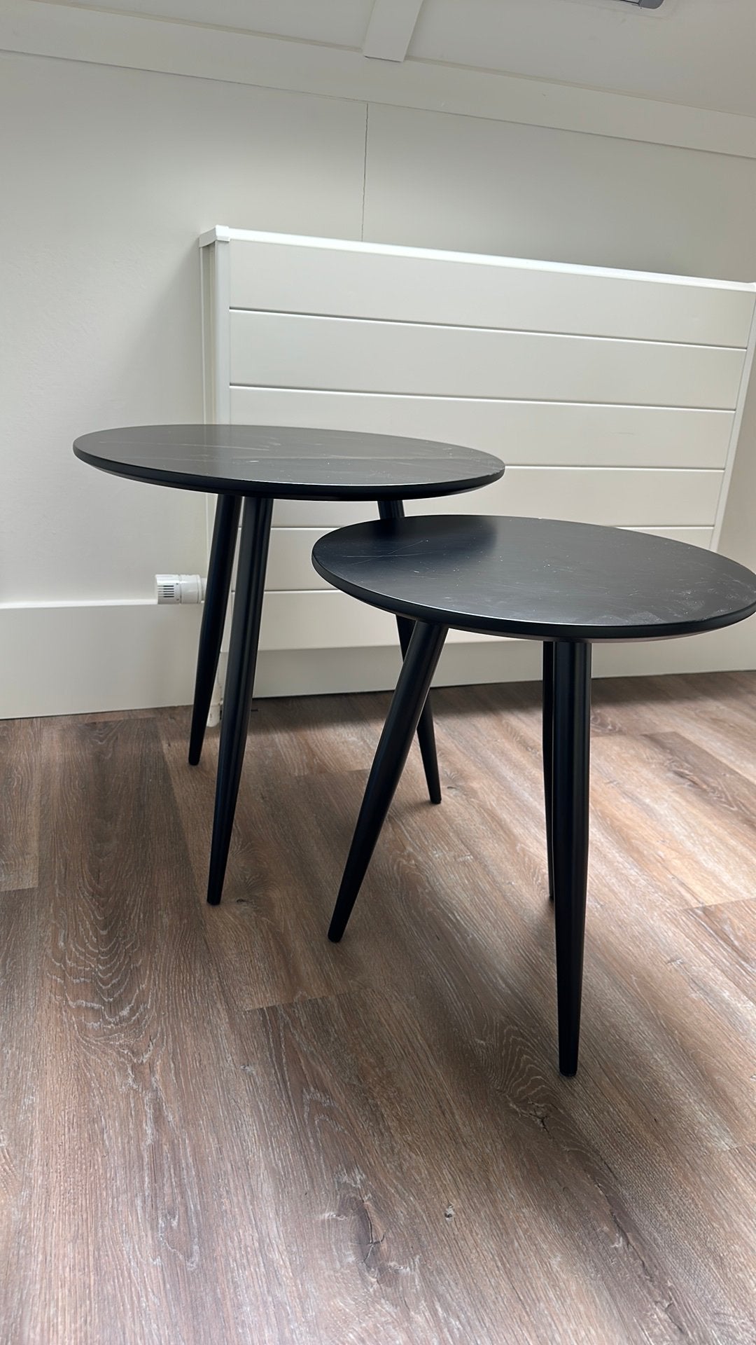 2 tafeltjes zwart, Minder dan 55 cm, Gebruikt, Rond, Ophalen of Verzenden