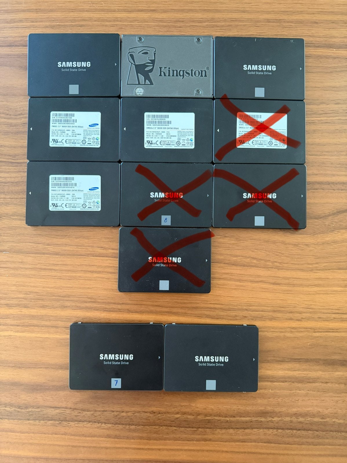 12 verschillende SSDs van Samsung en Kingston. tot 2TB, Computers en Software, Harde schijven, Intern, 2TB, Gebruikt, Samsung SSD