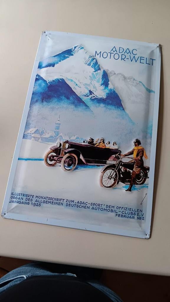 Blikken wanddecoratie ADAC-MOTORWELT., Huis en Inrichting, Woonaccessoires | Wanddecoraties, Zo goed als nieuw, Wandbord of Wandpaneel
