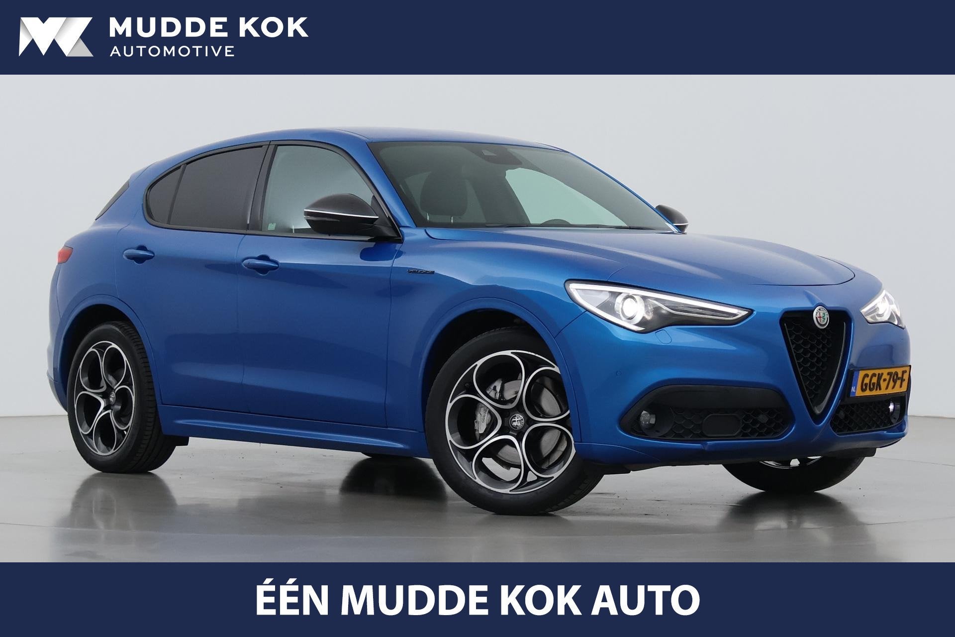 Alfa Romeo Stelvio 2.2 JTD AWD Veloce | Aut | Leder | Camera, Auto's, Alfa Romeo, Automaat, Gebruikt, 4 cilinders, Blauw