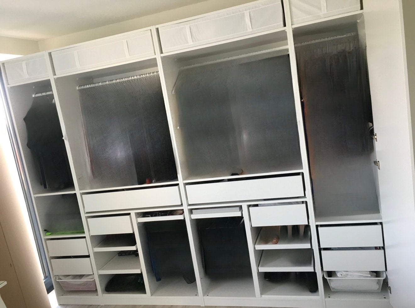 2 wit Ikea pax kasten met deur 50x58x236 + veel inrichting, Ophalen, Zo goed als nieuw, 160 cm of meer