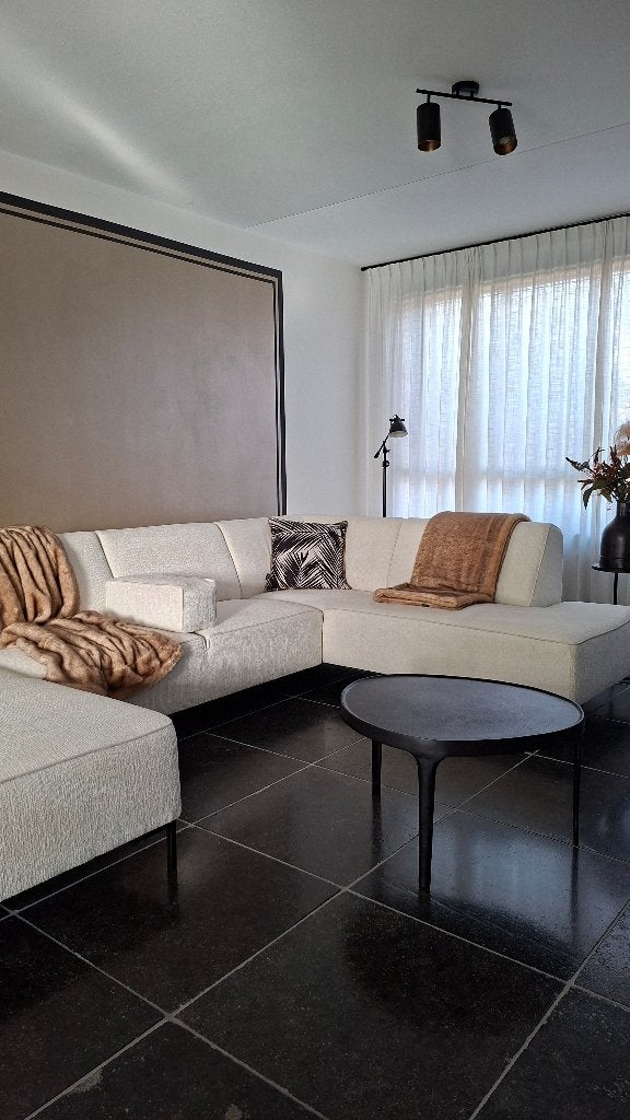 Moderne hoekbank met longchair, merk: Montel, Ophalen, Hoekbank, 300 cm of meer, 75 tot 100 cm