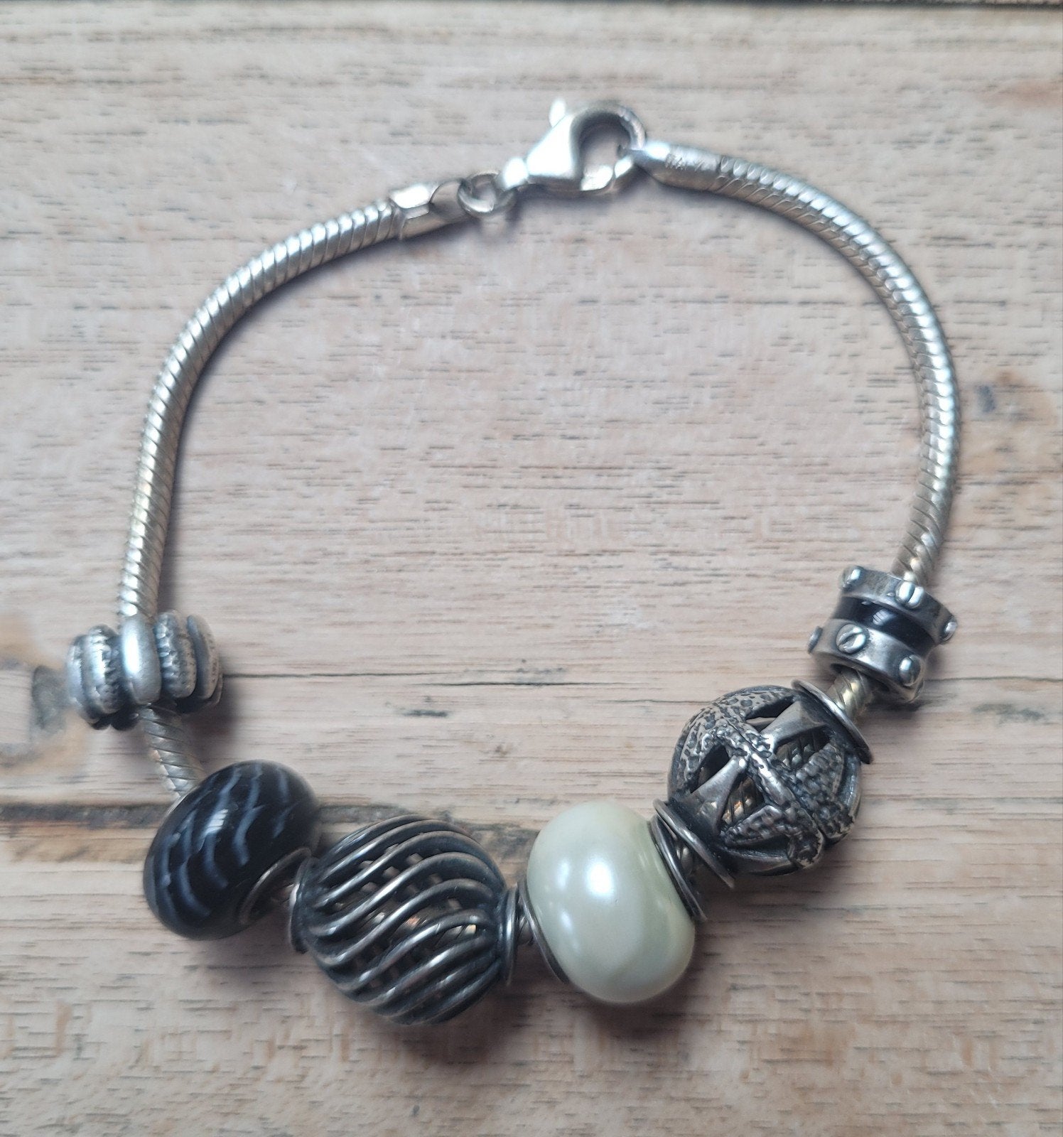 Zilveren Tedora armband met bedels, Ophalen of Verzenden, Zo goed als nieuw, Zilver, Zilver
