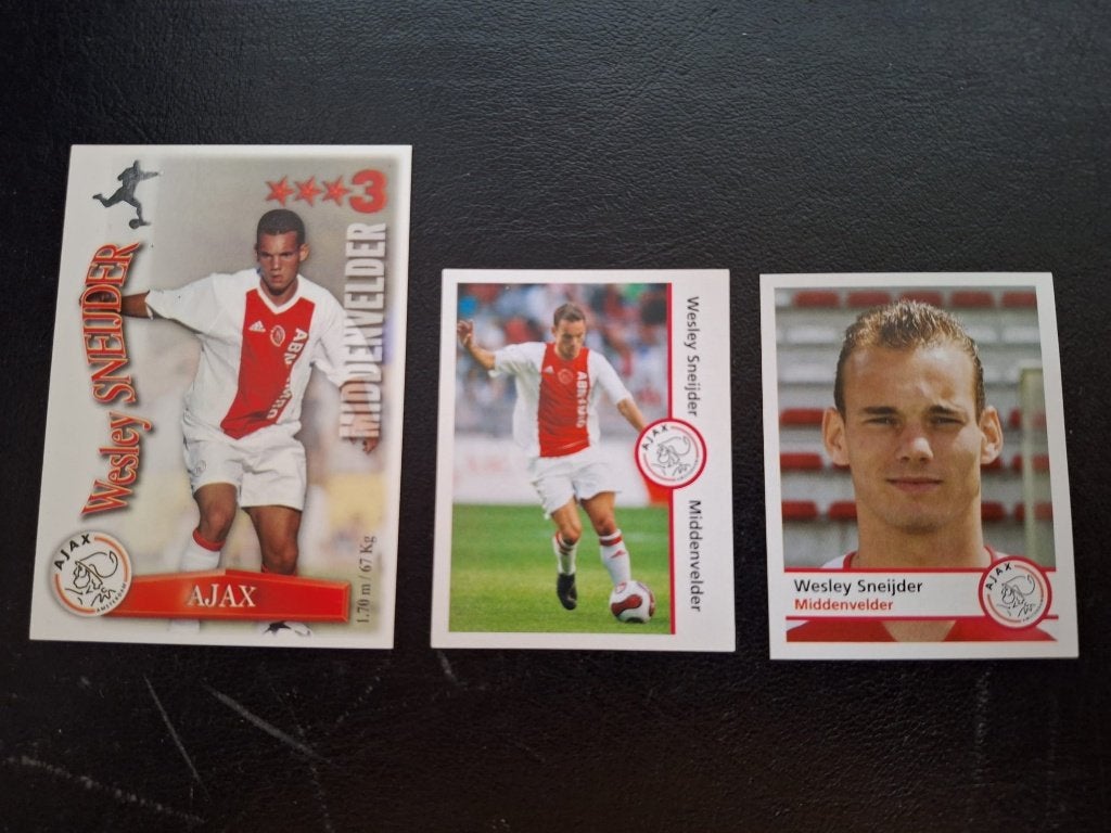 Oude stickers en kaarten Wesley Sneijder - Ajax, Ophalen of Verzenden, Zo goed als nieuw, Ajax, Poster, Plaatje of Sticker