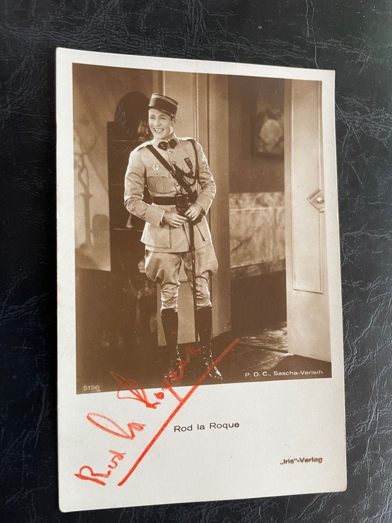 ansichtkaart van Rod la Roque met echte handtekening, Verzenden, 1920 tot 1940, Sterren en Beroemdheden