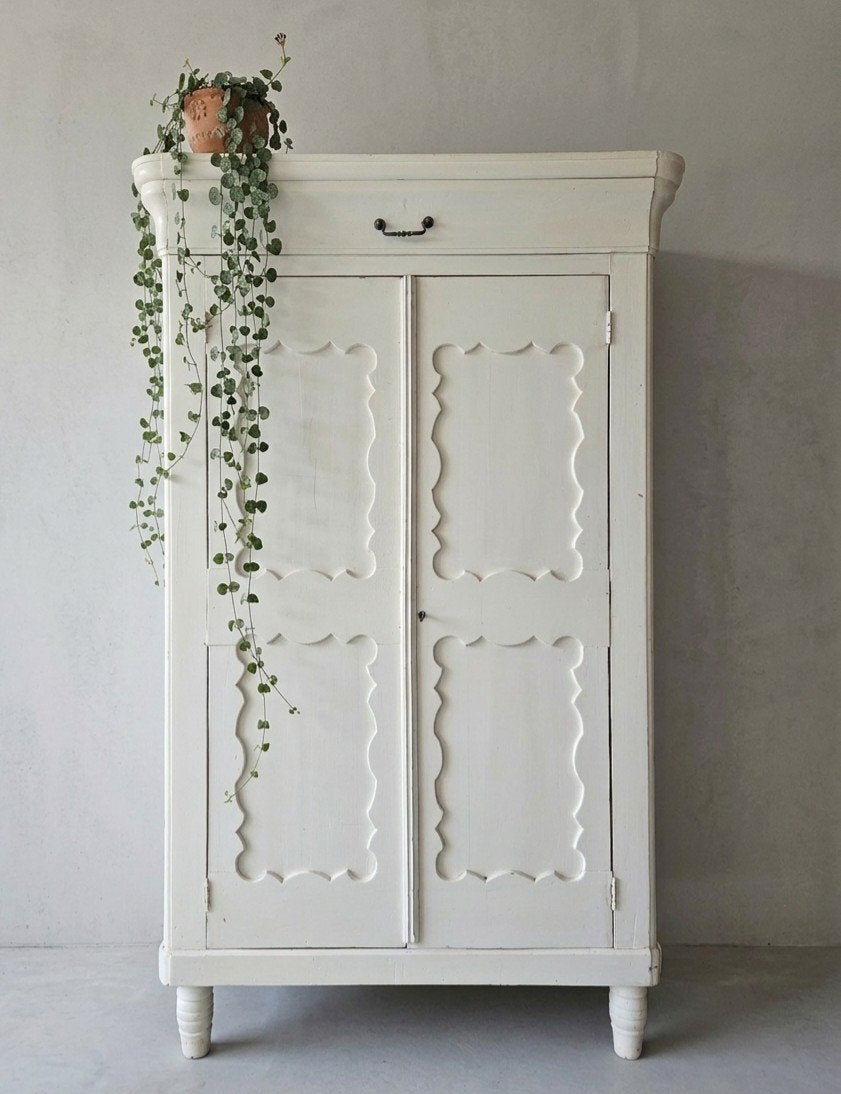Antieke brocante witte Biedermeier meidenkast vintage kast, Ophalen of Verzenden