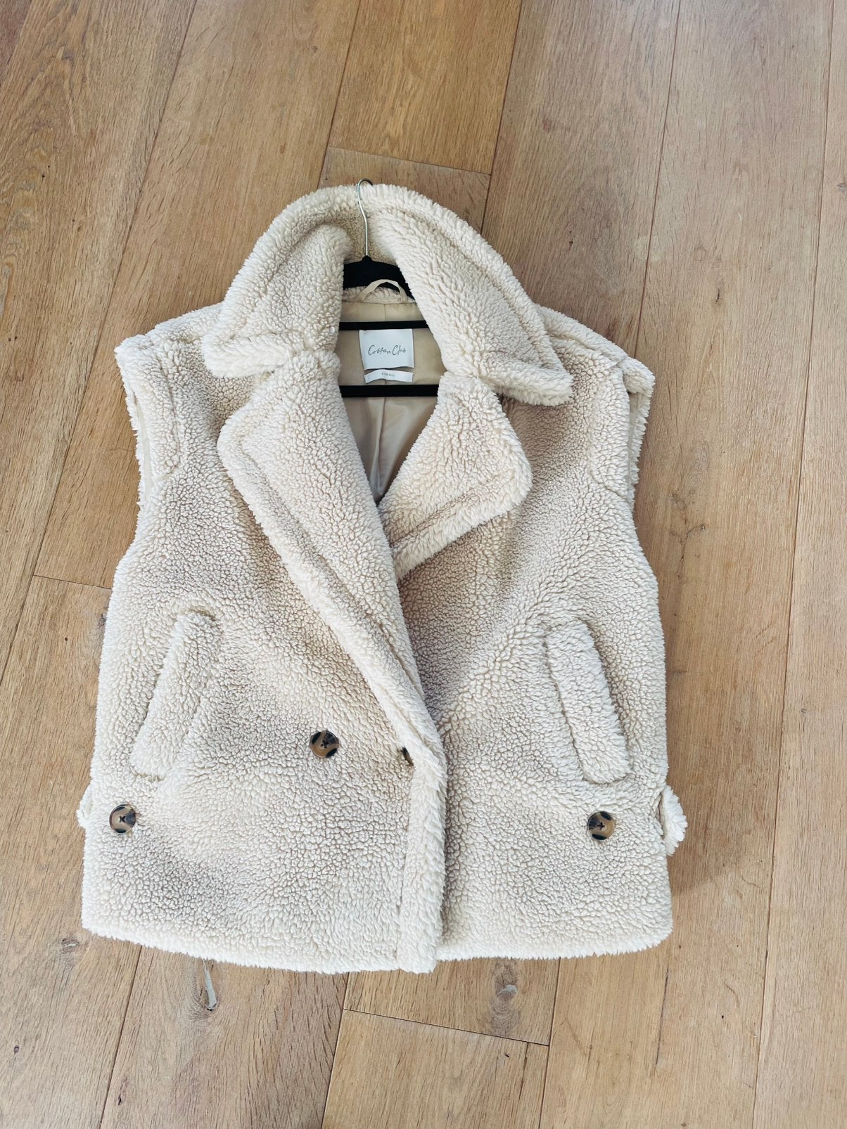 Cotton Club bodywarmer teddy, mt 38, Ophalen of Verzenden, Zo goed als nieuw, Maat 38/40 (M), Beige