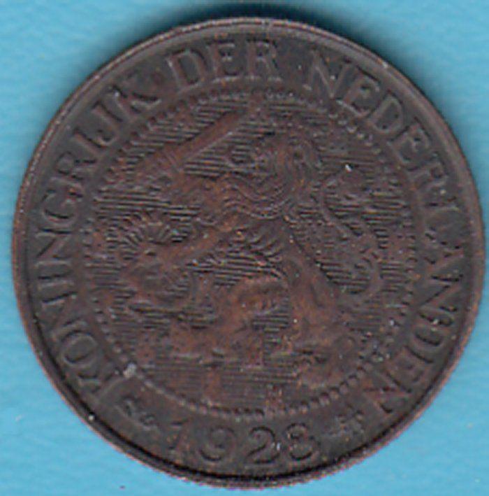 Nederland 1 cent 1928 Wilhelmina, Sch. 990 in munthouder, Ophalen of Verzenden, Koningin Wilhelmina, 1 cent, Losse munt