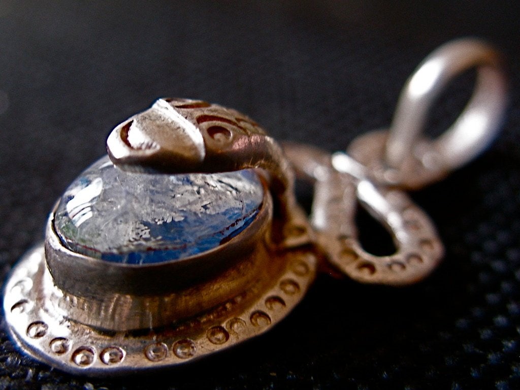 Zilveren 925zilver kettinghanger slang maansteen labradoriet, Sieraden, Tassen en Uiterlijk, Kettinghangers, Overige kleuren, Verzenden