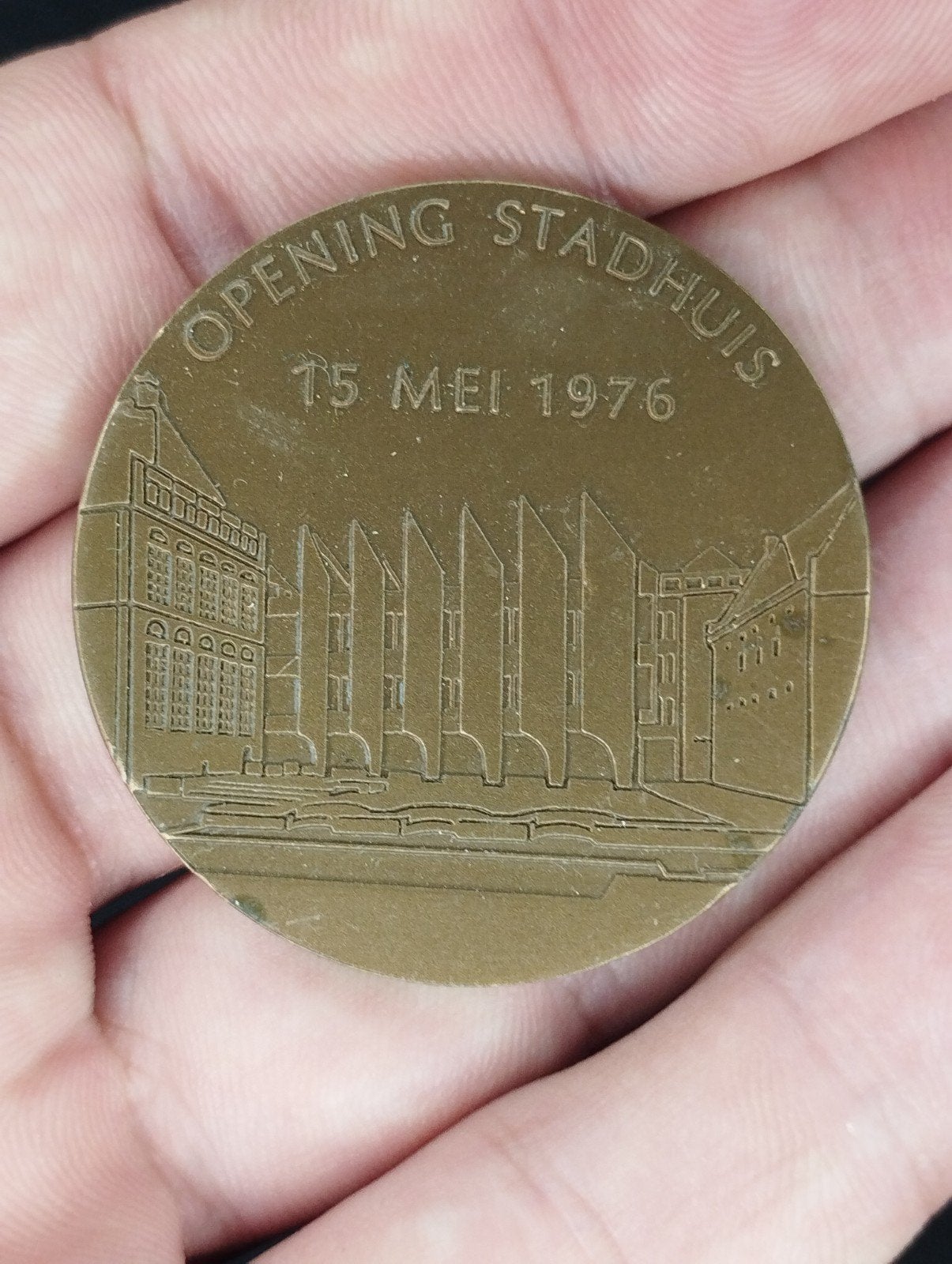 Vintage tafelmedaille van de gemeente Zwolle, Postzegels en Munten, Penningen en Medailles, Ophalen of Verzenden, Overige materialen