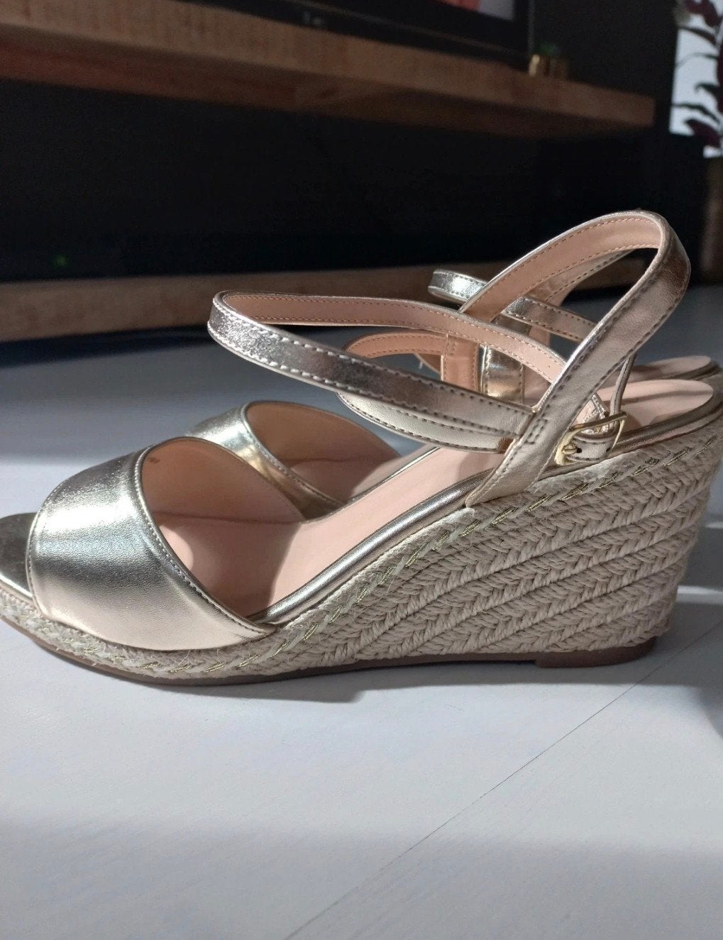 Gouden sleehak pumps, Anna Field, Overige kleuren, Zo goed als nieuw, Sandalen of Muiltjes