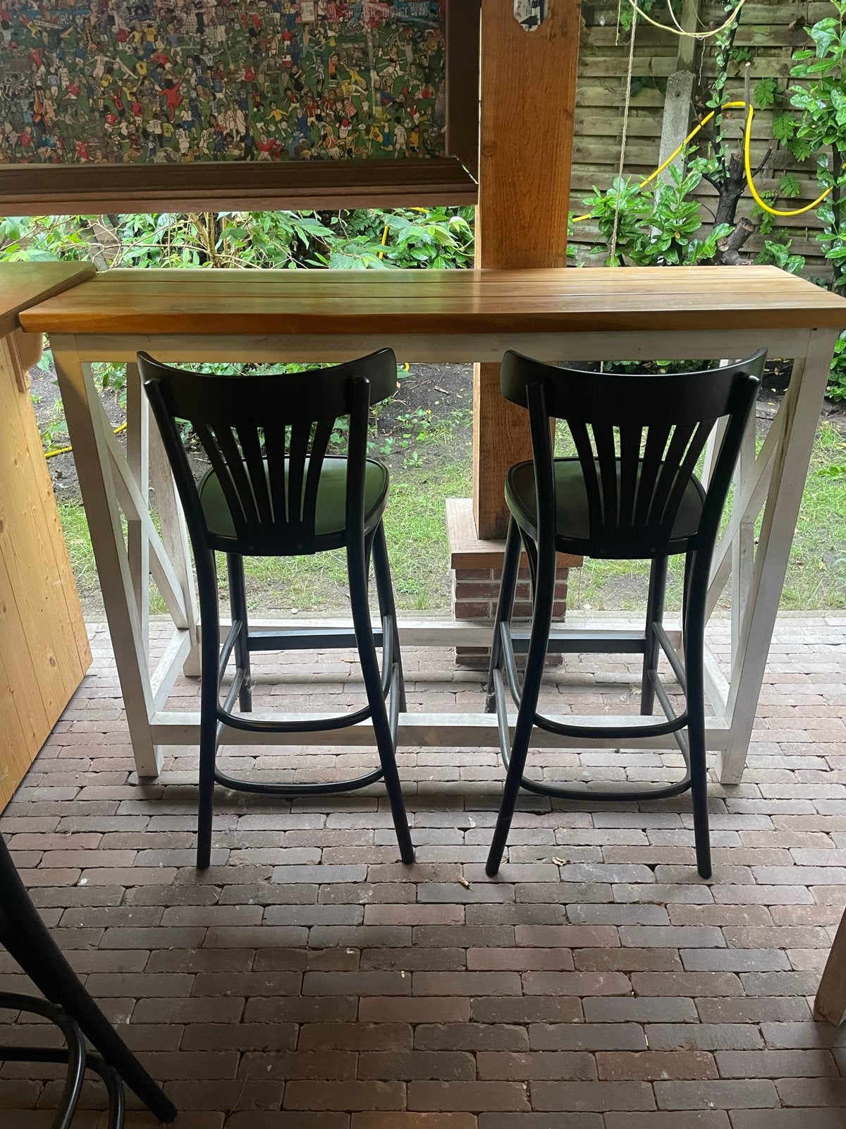 Houten bartafel, Ophalen, Gebruikt, 100 tot 150 cm, 25 tot 50 cm