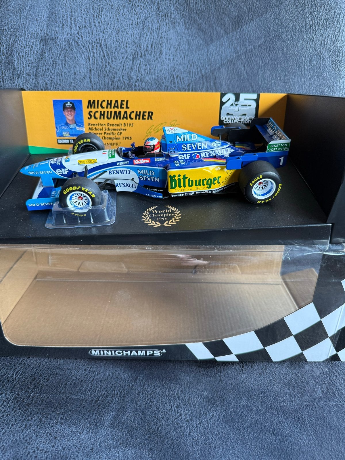 Benetton Schumacher 1995 Wereldkampioen F1 1:18 Modelauto, Ophalen of Verzenden, Zo goed als nieuw, Auto, MiniChamps